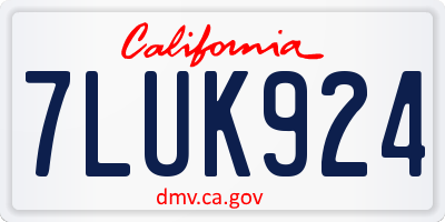 CA license plate 7LUK924