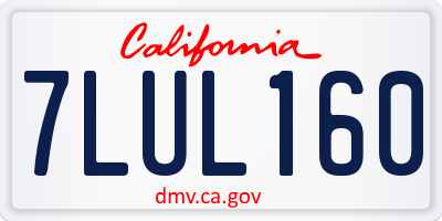CA license plate 7LUL160