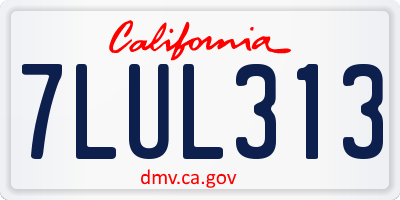 CA license plate 7LUL313