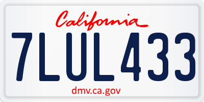 CA license plate 7LUL433