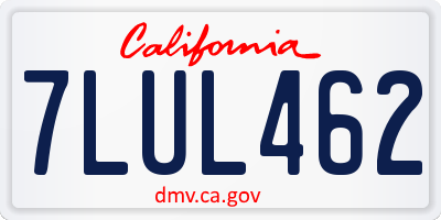 CA license plate 7LUL462