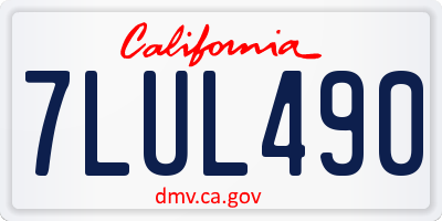 CA license plate 7LUL490