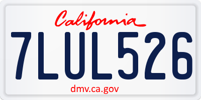 CA license plate 7LUL526