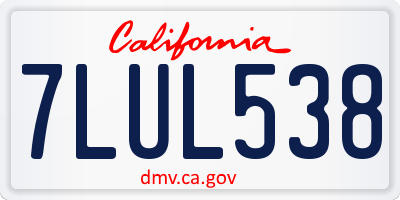 CA license plate 7LUL538