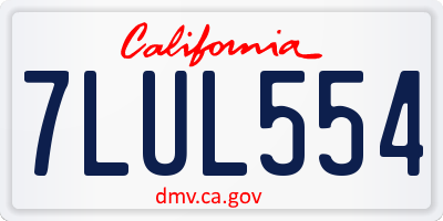 CA license plate 7LUL554