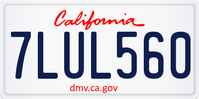 CA license plate 7LUL560