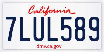 CA license plate 7LUL589