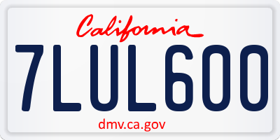 CA license plate 7LUL600