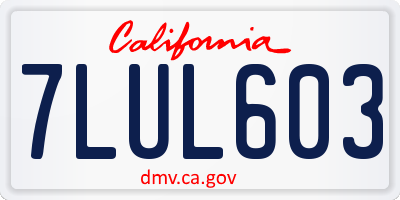 CA license plate 7LUL603