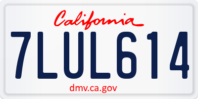 CA license plate 7LUL614