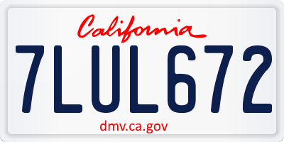CA license plate 7LUL672