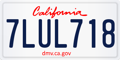 CA license plate 7LUL718