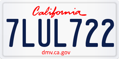 CA license plate 7LUL722