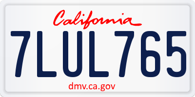 CA license plate 7LUL765