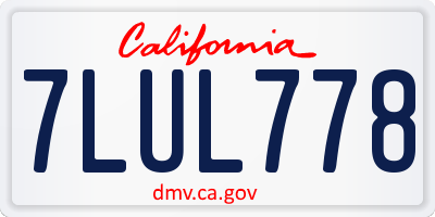 CA license plate 7LUL778
