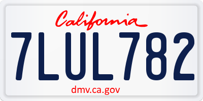 CA license plate 7LUL782