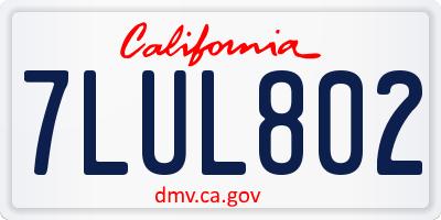 CA license plate 7LUL802
