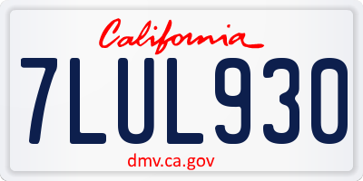 CA license plate 7LUL930