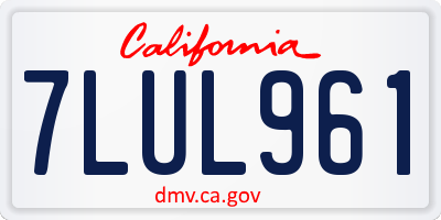CA license plate 7LUL961