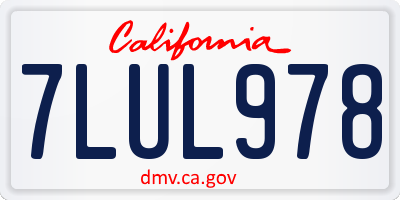 CA license plate 7LUL978