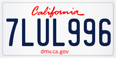 CA license plate 7LUL996