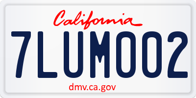 CA license plate 7LUM002