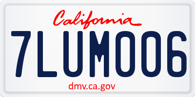 CA license plate 7LUM006