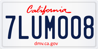 CA license plate 7LUM008