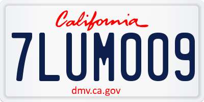CA license plate 7LUM009