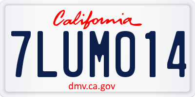 CA license plate 7LUM014