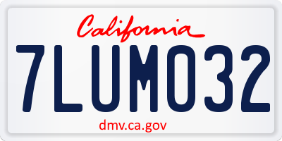 CA license plate 7LUM032