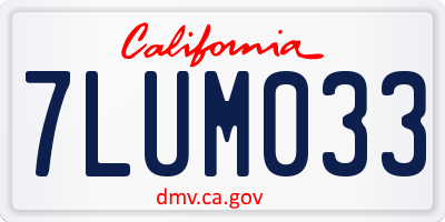 CA license plate 7LUM033