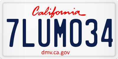 CA license plate 7LUM034