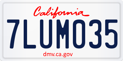 CA license plate 7LUM035
