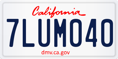 CA license plate 7LUM040