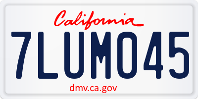 CA license plate 7LUM045