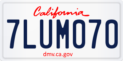 CA license plate 7LUM070