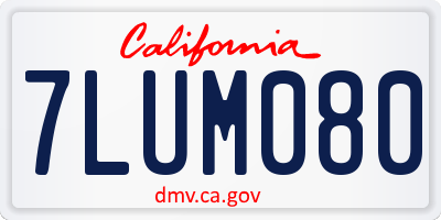 CA license plate 7LUM080