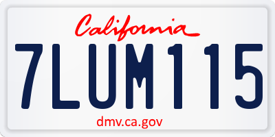 CA license plate 7LUM115