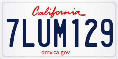 CA license plate 7LUM129
