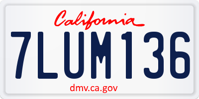 CA license plate 7LUM136