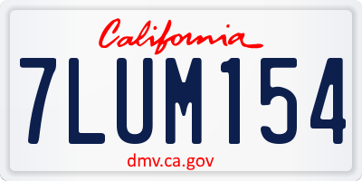 CA license plate 7LUM154