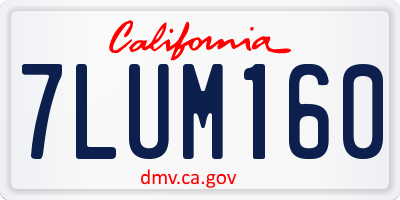 CA license plate 7LUM160