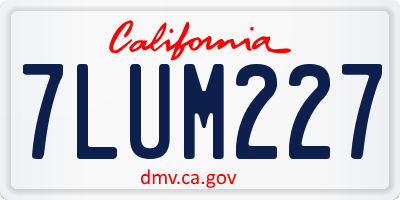 CA license plate 7LUM227
