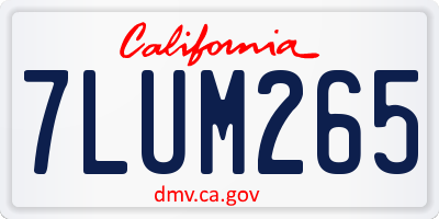 CA license plate 7LUM265