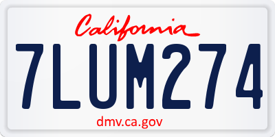 CA license plate 7LUM274