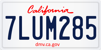CA license plate 7LUM285