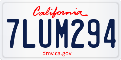 CA license plate 7LUM294
