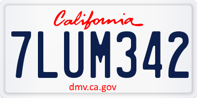 CA license plate 7LUM342