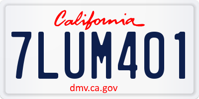 CA license plate 7LUM401